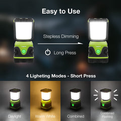 Lepro lantern with 4 light modes to tailor brightness for gatherings