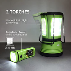 Lepro lantern with detachable flashlights for flexible outdoor lighting.