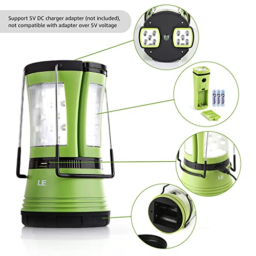 Lepro lantern with dual power options for indoor and outdoor use.