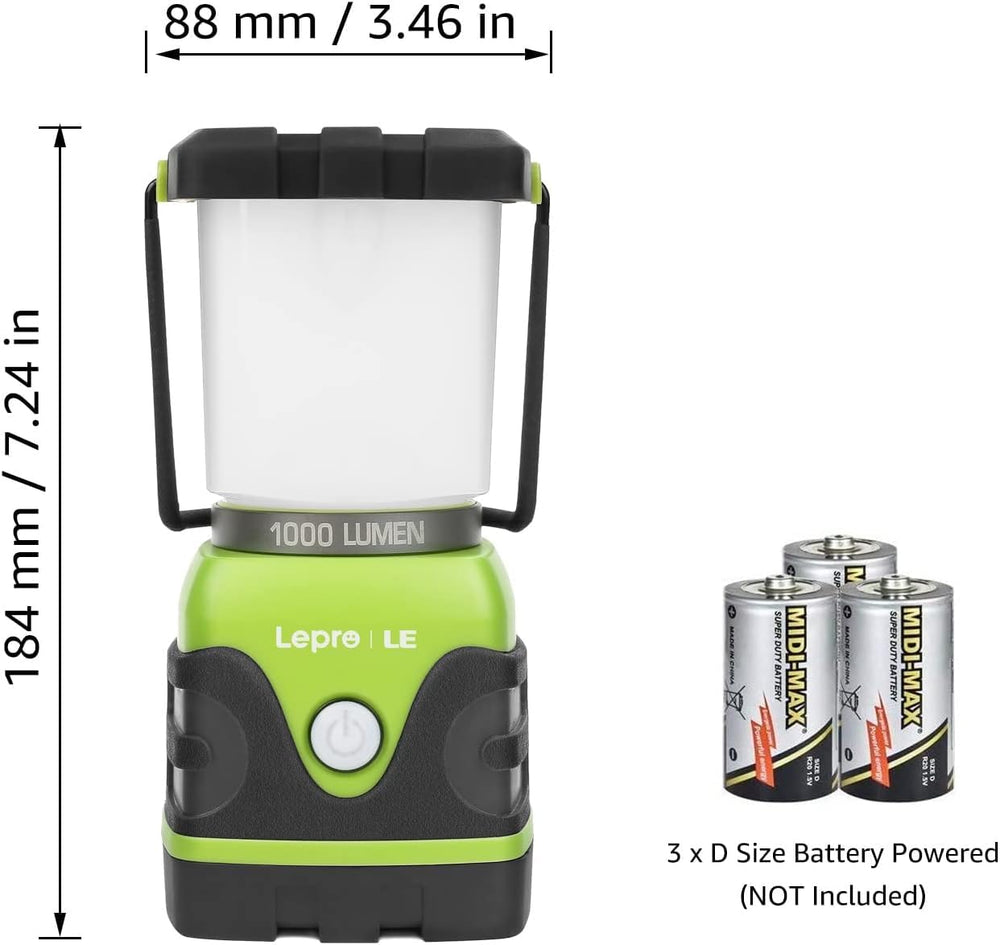 Lepro 1000LM lantern ideal for campsite reading at night.