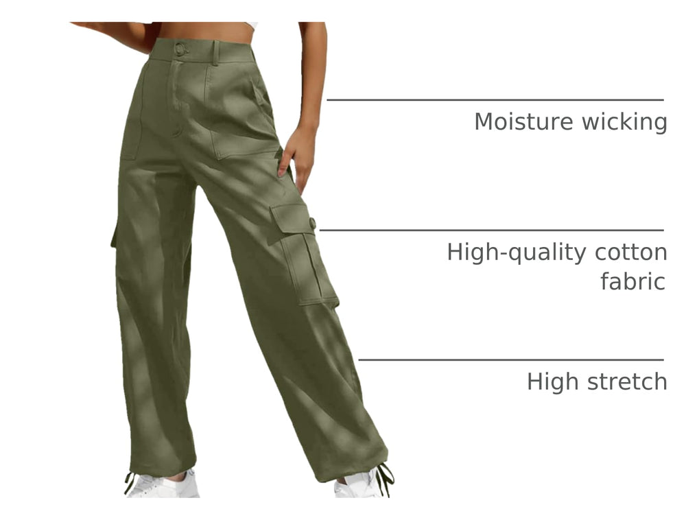 Lepunuo women's wide-leg cargo pants army-green urban-style look