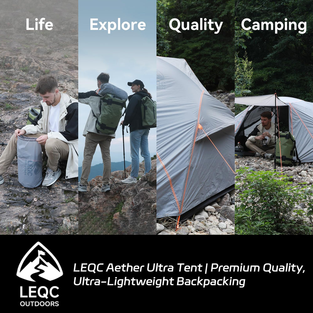 LEQC stable windproof tent packed size shows compact travel pack.