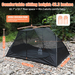 LEQC stable windproof tent pole frame highlights durable aluminum structure.