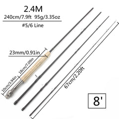 Lerutwis 8ft four-section fly rod ideal for versatile freshwater casting