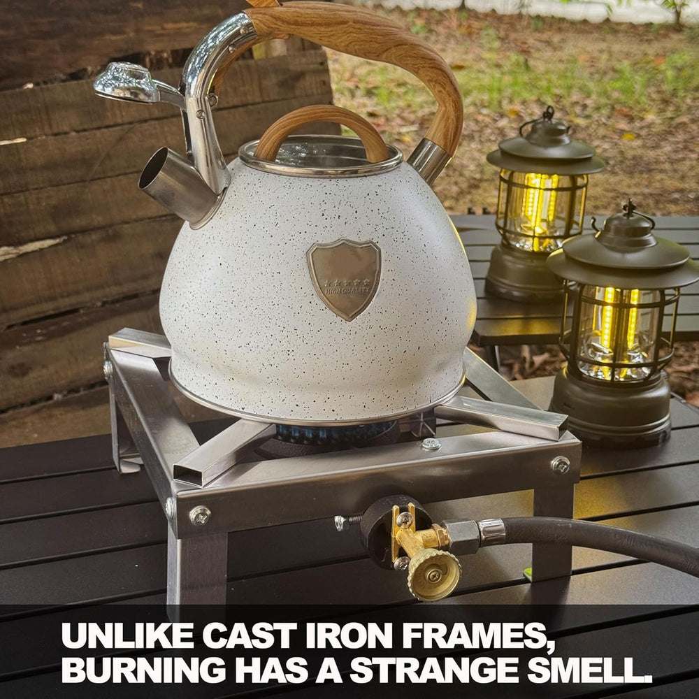 LetFeng 150,000 BTU high-output burner provides fast boiling outdoors.