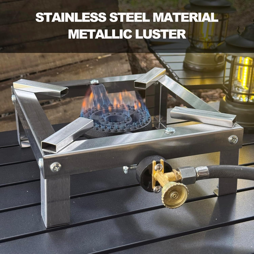 LetFeng 4ft hose propane burner assembly demonstrates safe operating distance.