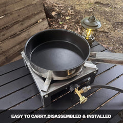 LetFeng stainless-steel outdoor burner top view highlights even heat distribution for quick meals.