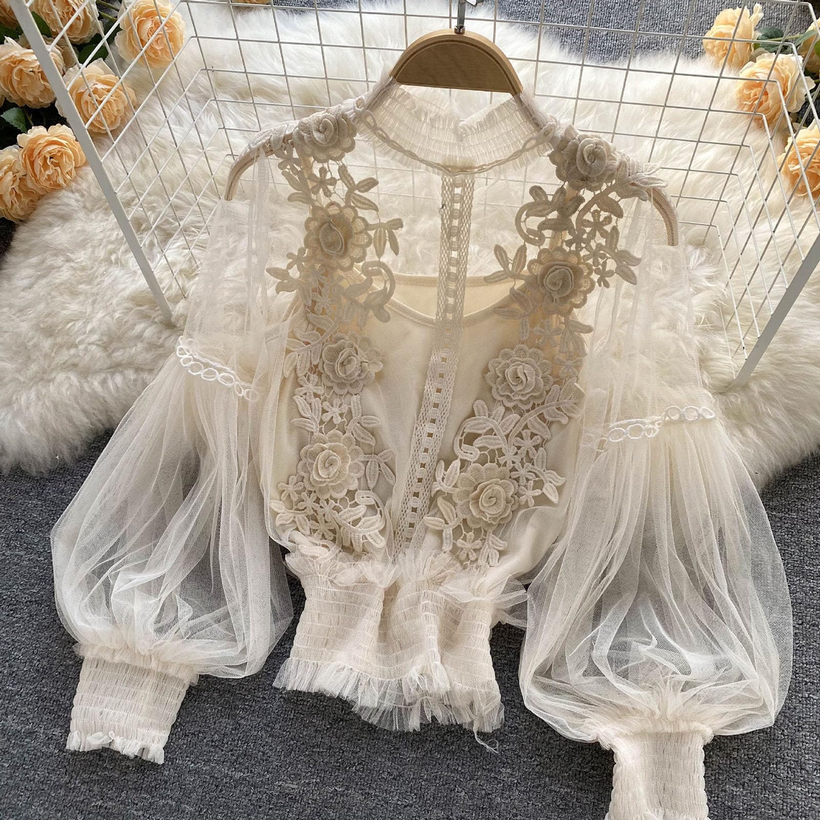 Letfool lace trim blouse care-friendly fabric and breathable comfort.