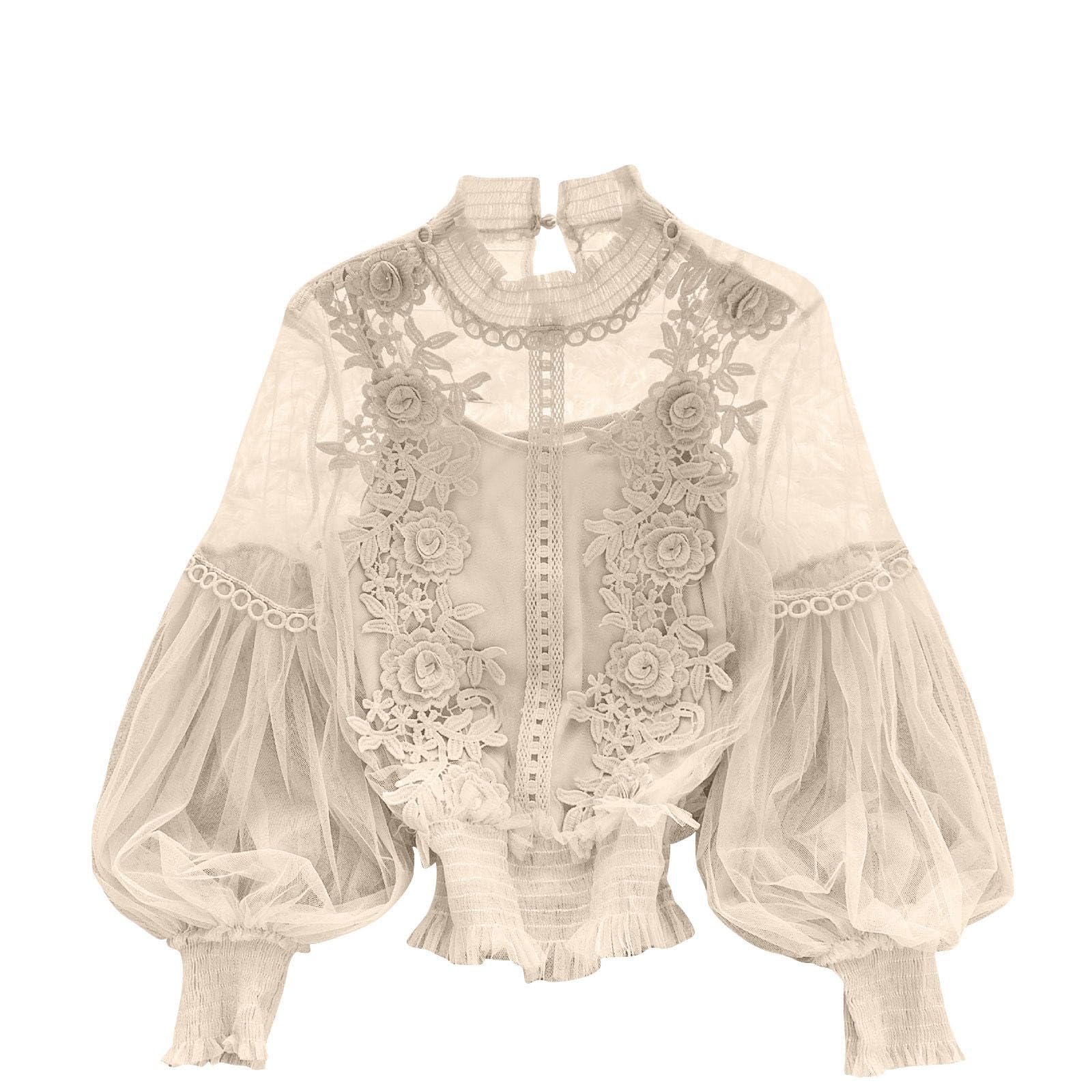 Letfool lace trim shirt front view highlights refined silhouette for evening wear.