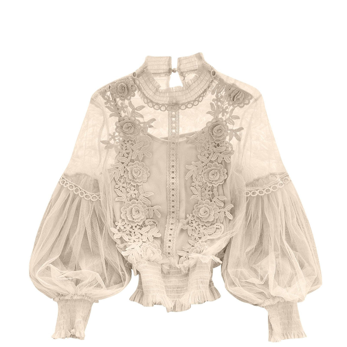 Letfool lace trim shirt front view highlights refined silhouette for evening wear.