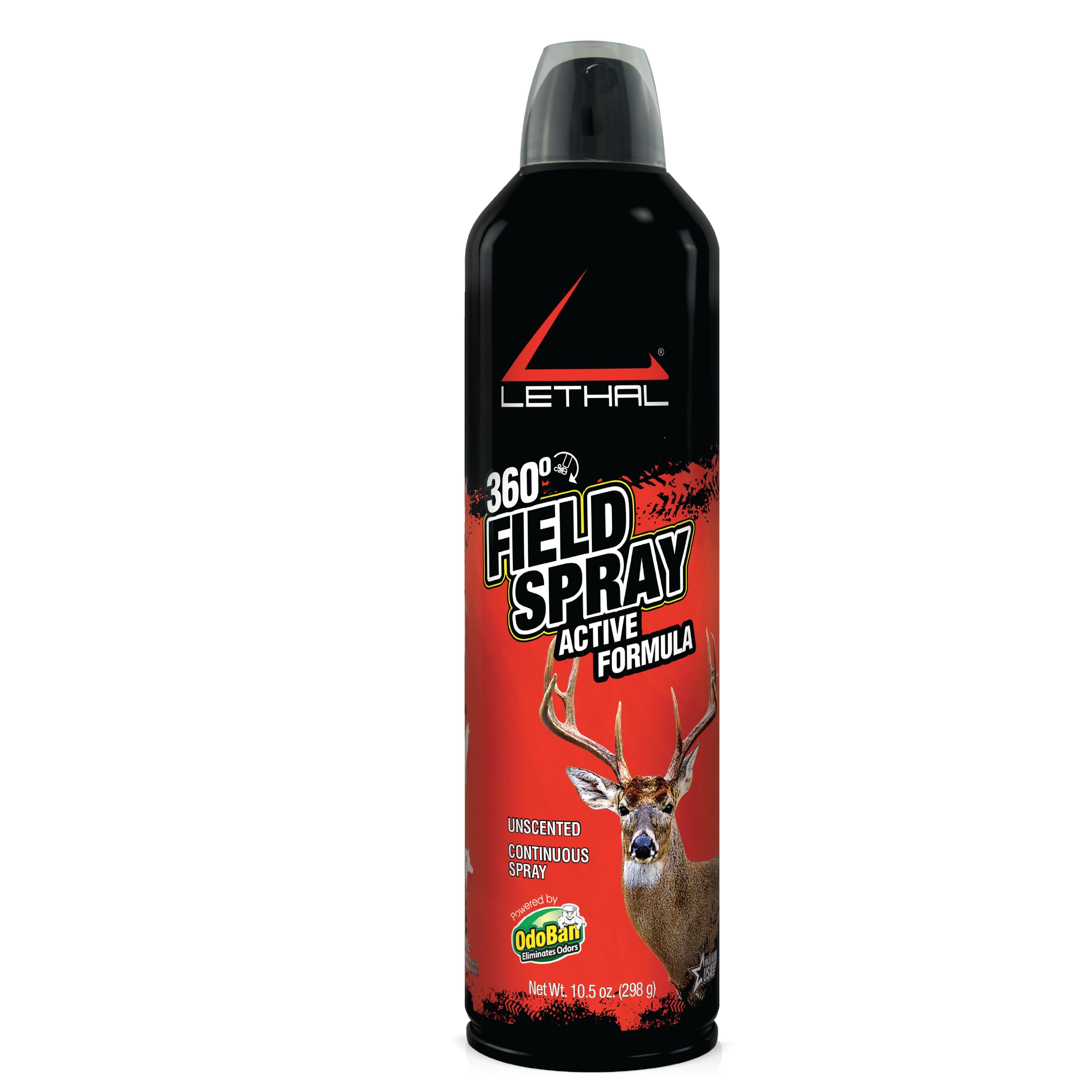 LETHAL 360 field spray unscented on hunting clothes for odor control.