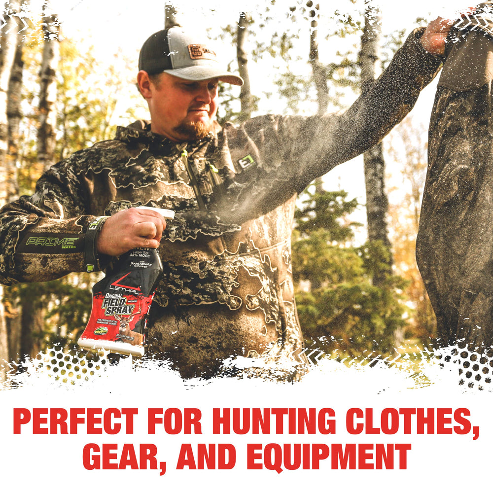 LETHAL Original spray on equipment aids concealment while tracking game.
