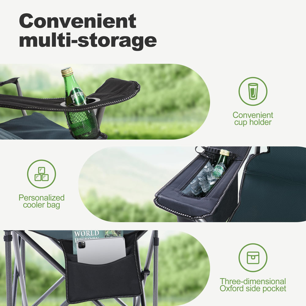 LET'S CAMP 450 lbs capacity label underscores strong support for heavy-duty seating.