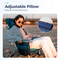 LET'S CAMP Chair with cushioned headrest for plush support outdoors.