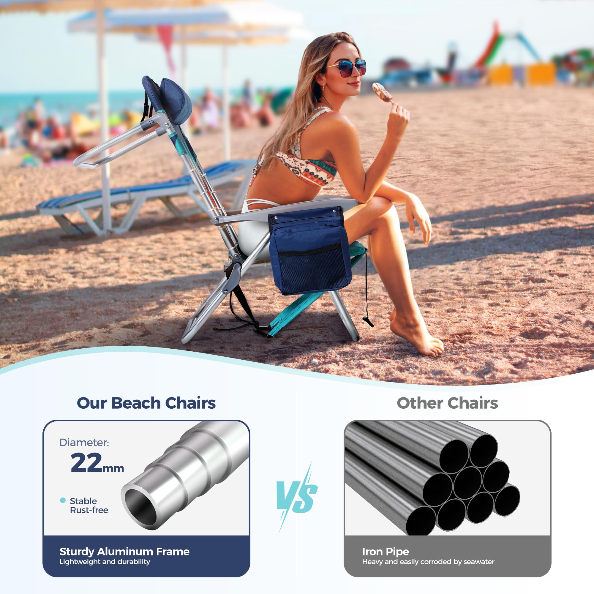LET'S CAMP Insulated cooler bag on chair to keep drinks cool outdoors.