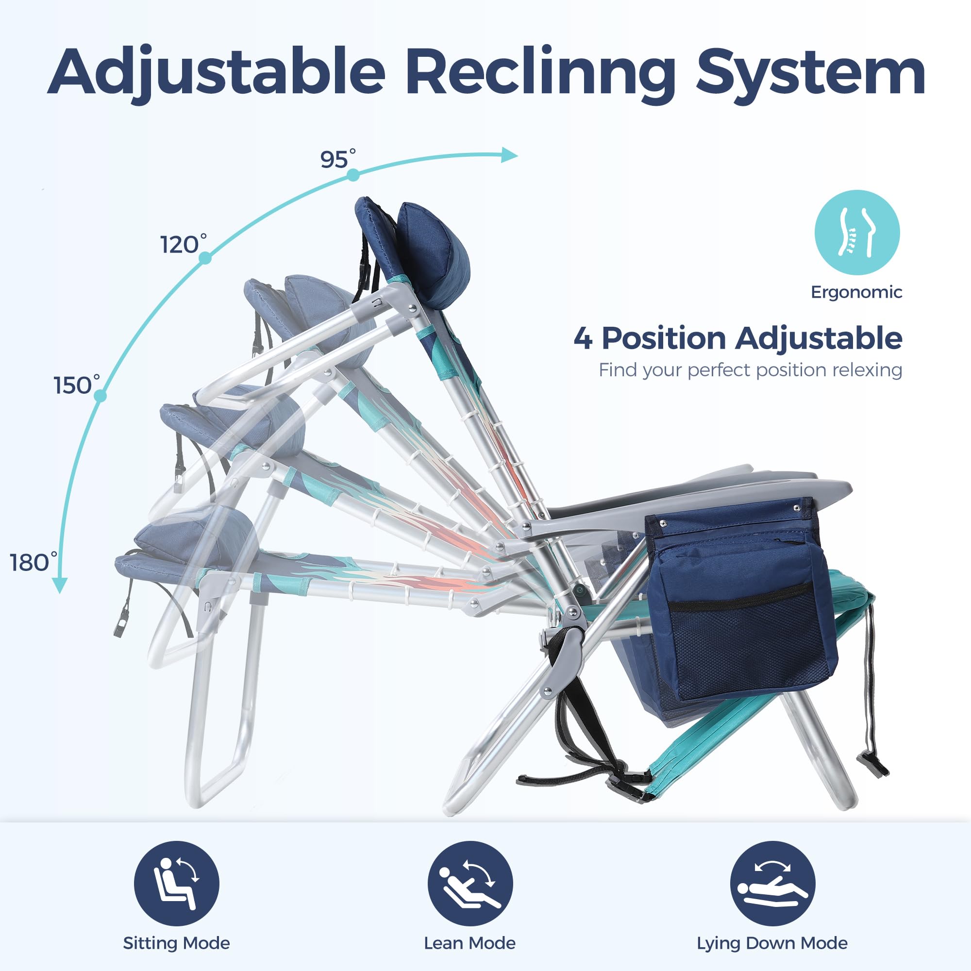 LET'S CAMP Beach Chair towel bar for convenient towel placement at the beach.