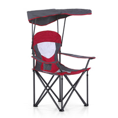 LET'S CAMP camp chair with shade canopy provides cooling shade on sunny outdoor adventures