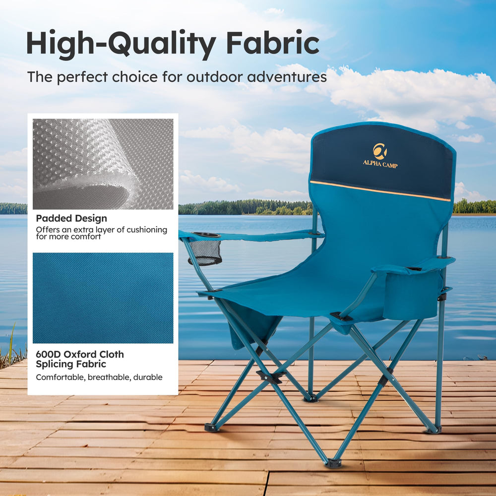 LET'S CAMP blue chair with carry bag for portable travel.