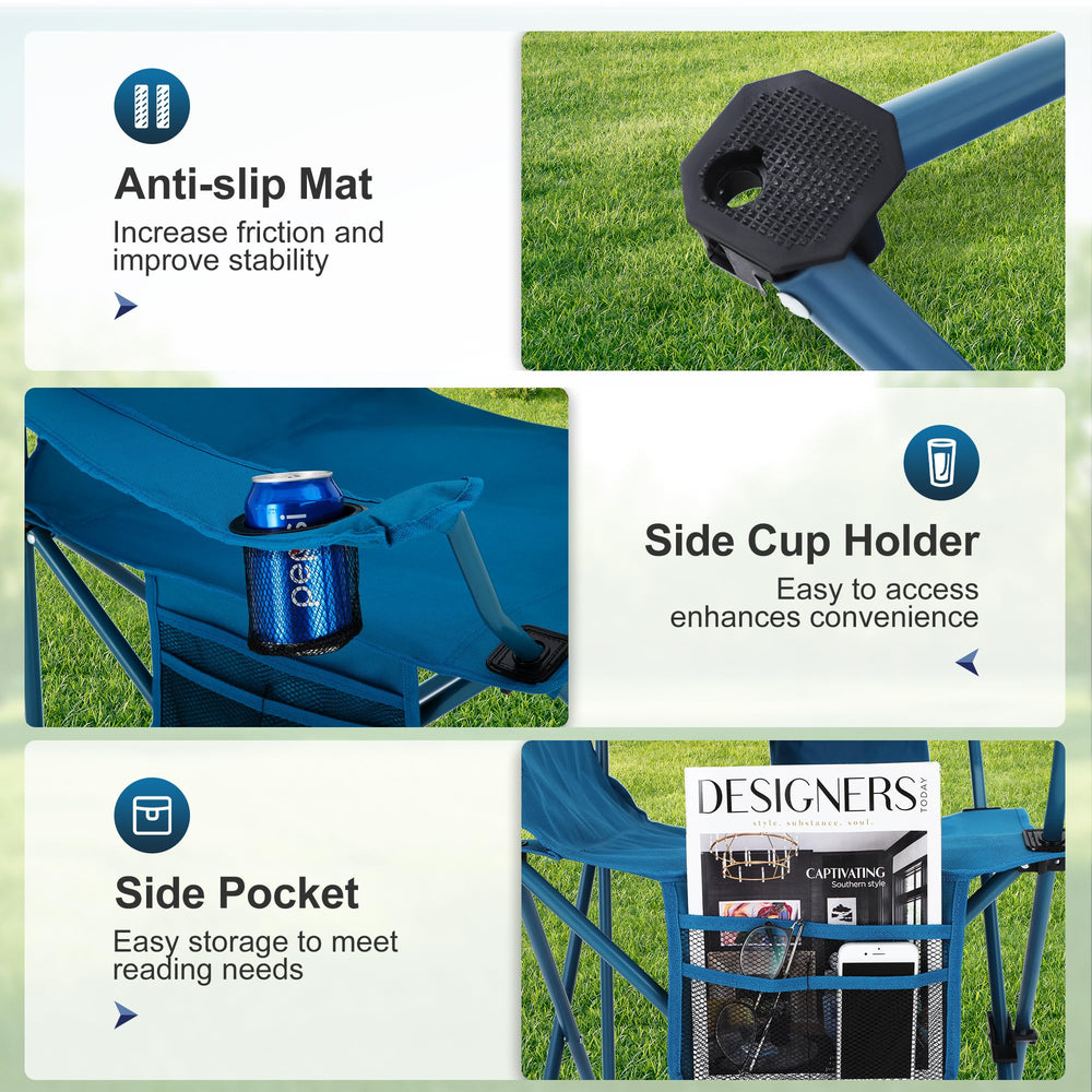 LET'S CAMP chair features a steel frame for durability.