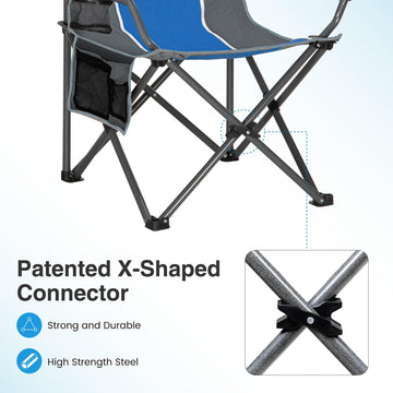 LET'S CAMP ergonomic high-back chair for long-lasting comfort in blue.