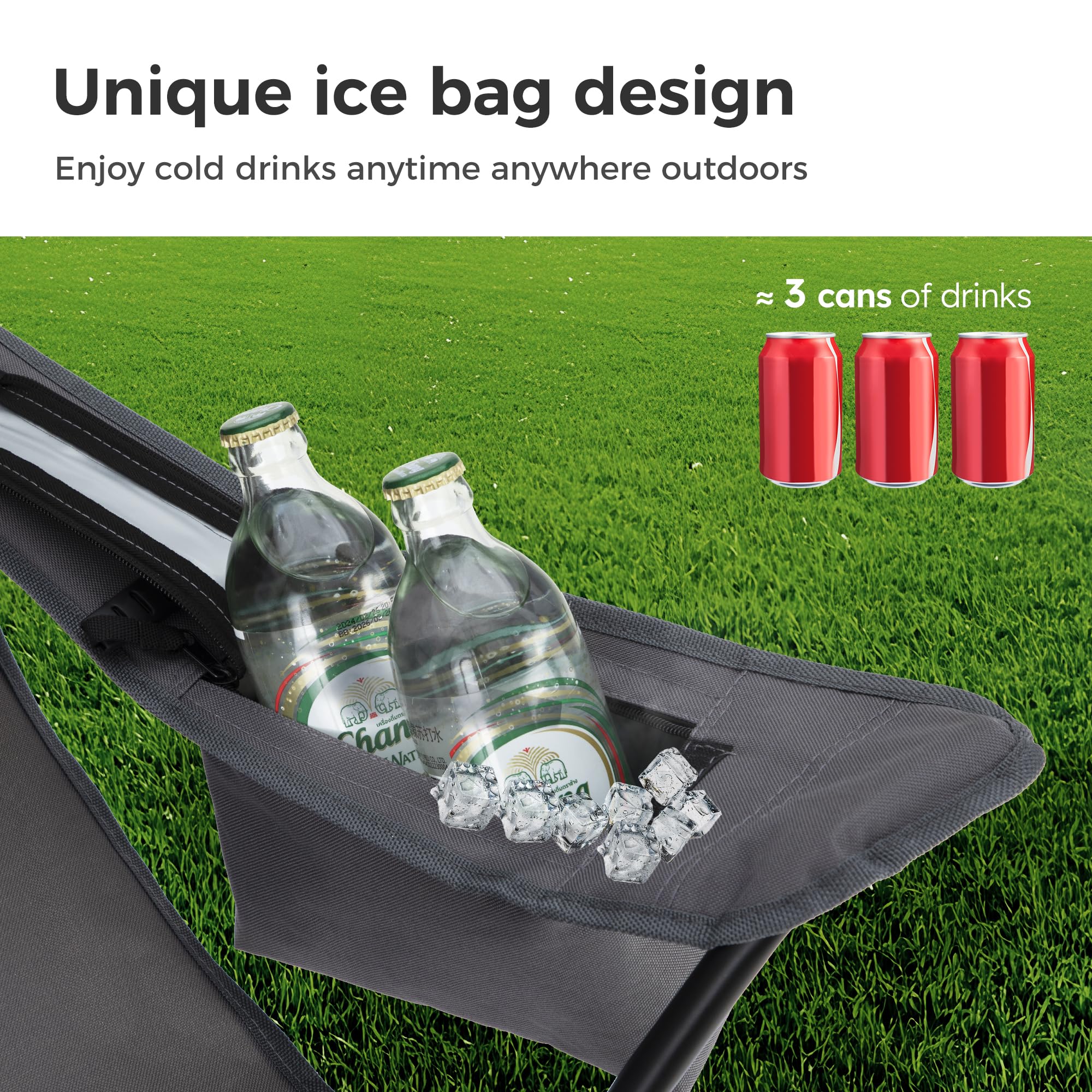 LET'S CAMP foldable chair with carry bag for easy transport.