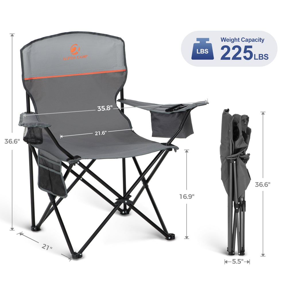 LET'S CAMP chair with side pockets keeps keys and phone within reach.