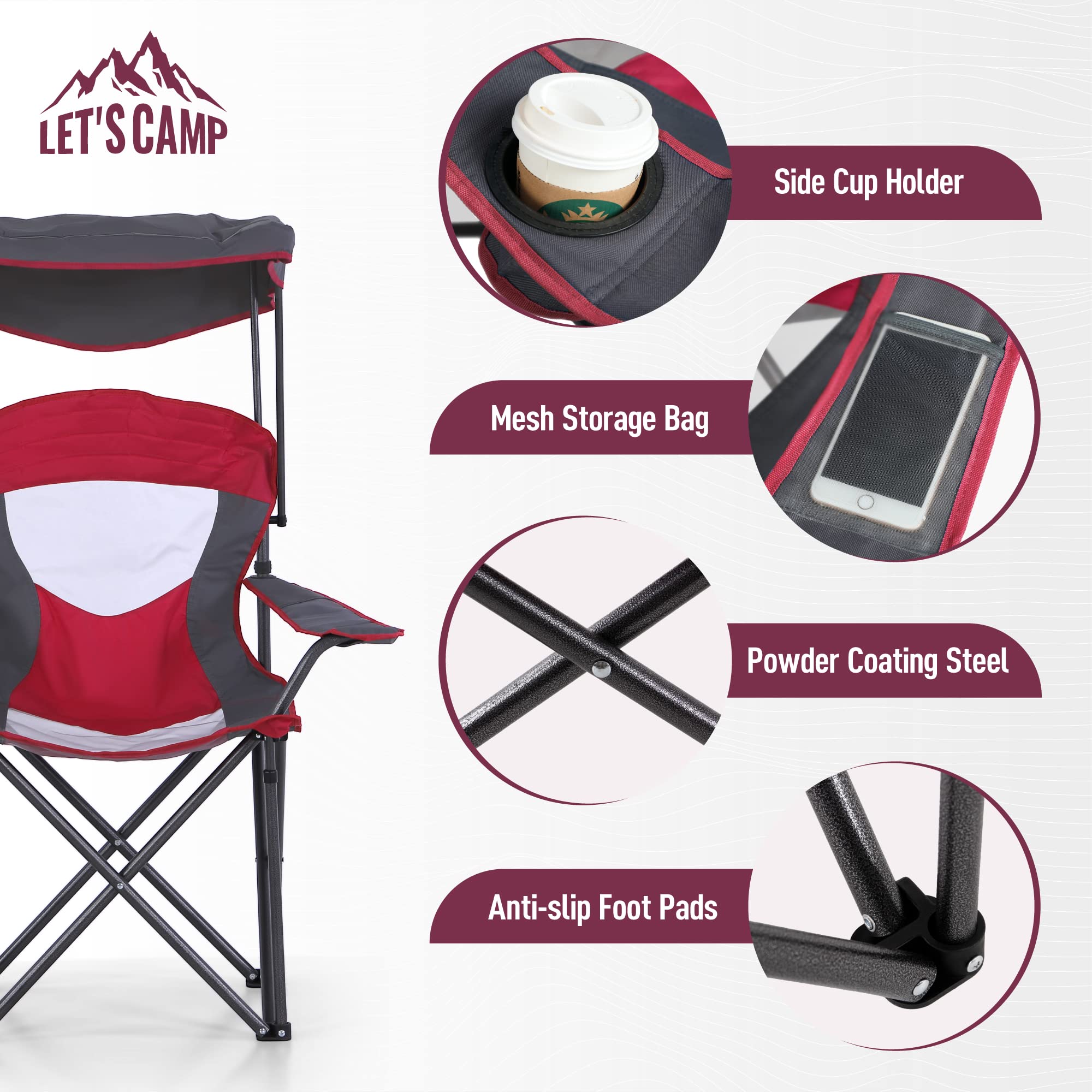 LET'S CAMP cup holder keeps drinks within reach while relaxing