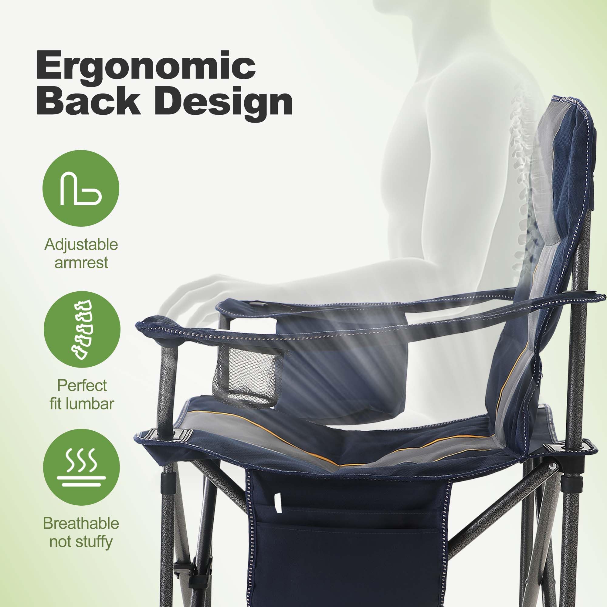 Let’s Camp folding chair open dimensions illustrate generous seating space.