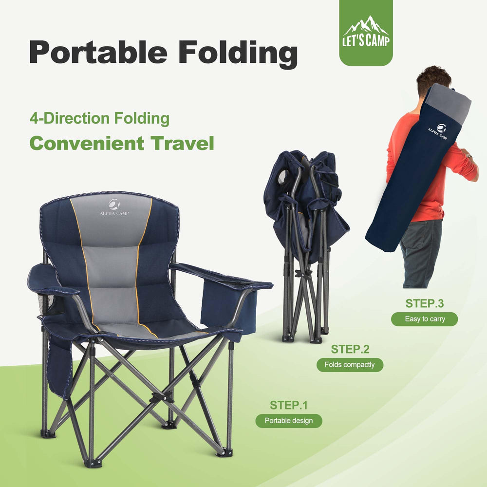 Let’s Camp folding chair two-pack packaging highlights value and convenience.
