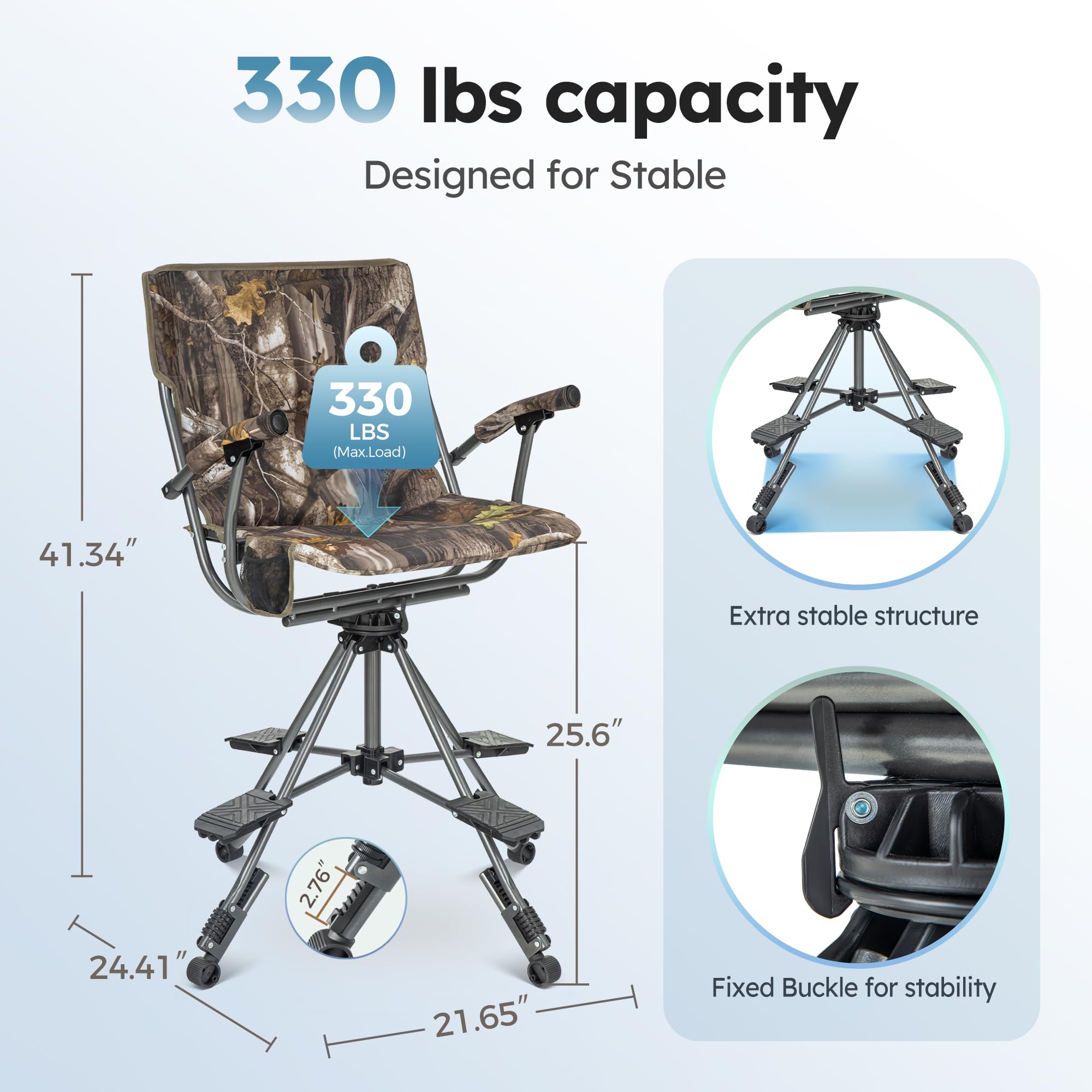 LET'S CAMP folding hunting chair 360-degree silent swivel in use