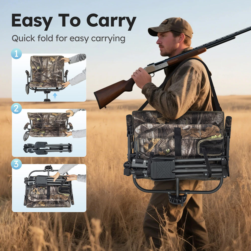 LET'S CAMP folding hunting chair built-in cup holder within reach