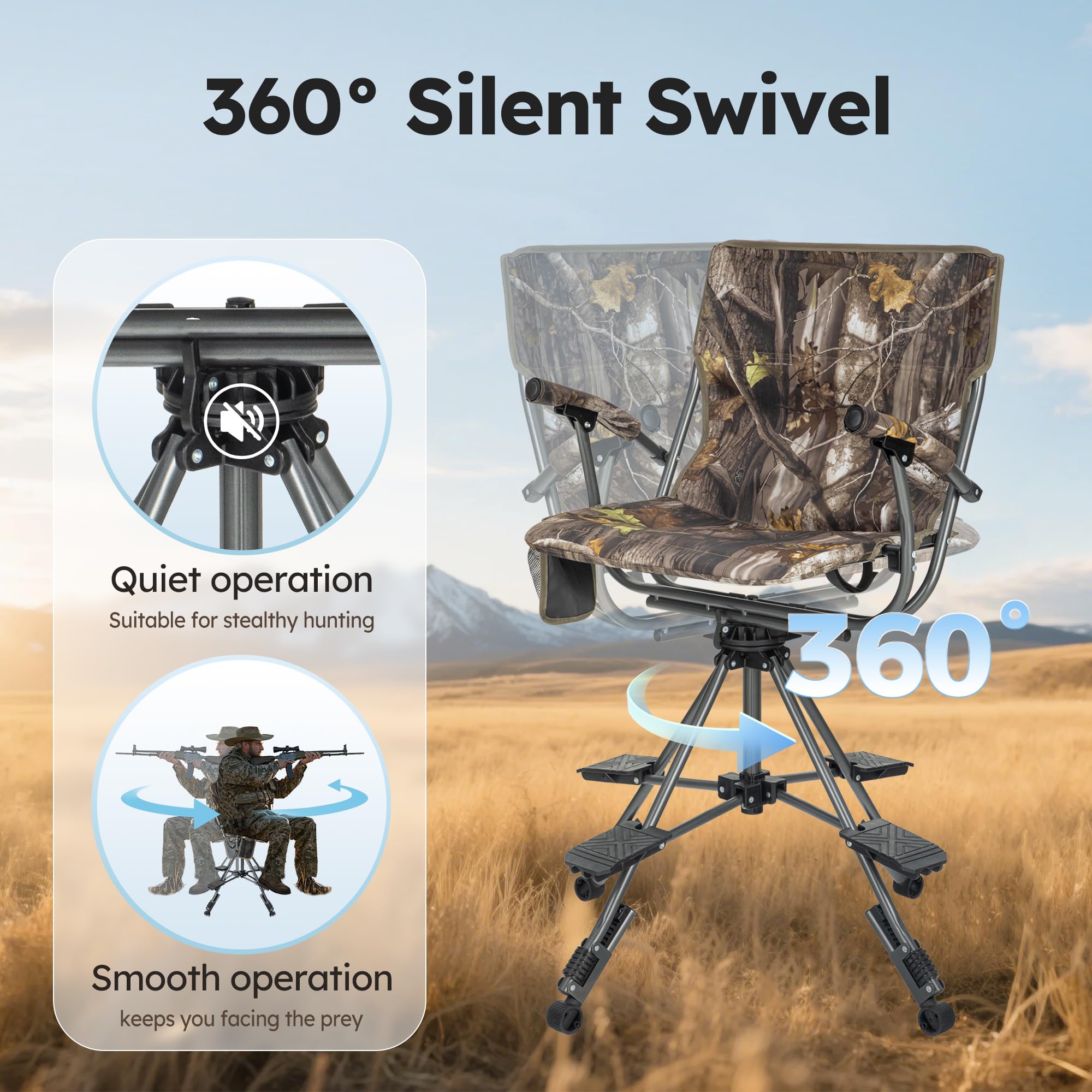 LET'S CAMP folding hunting chair padded armrests for long sits