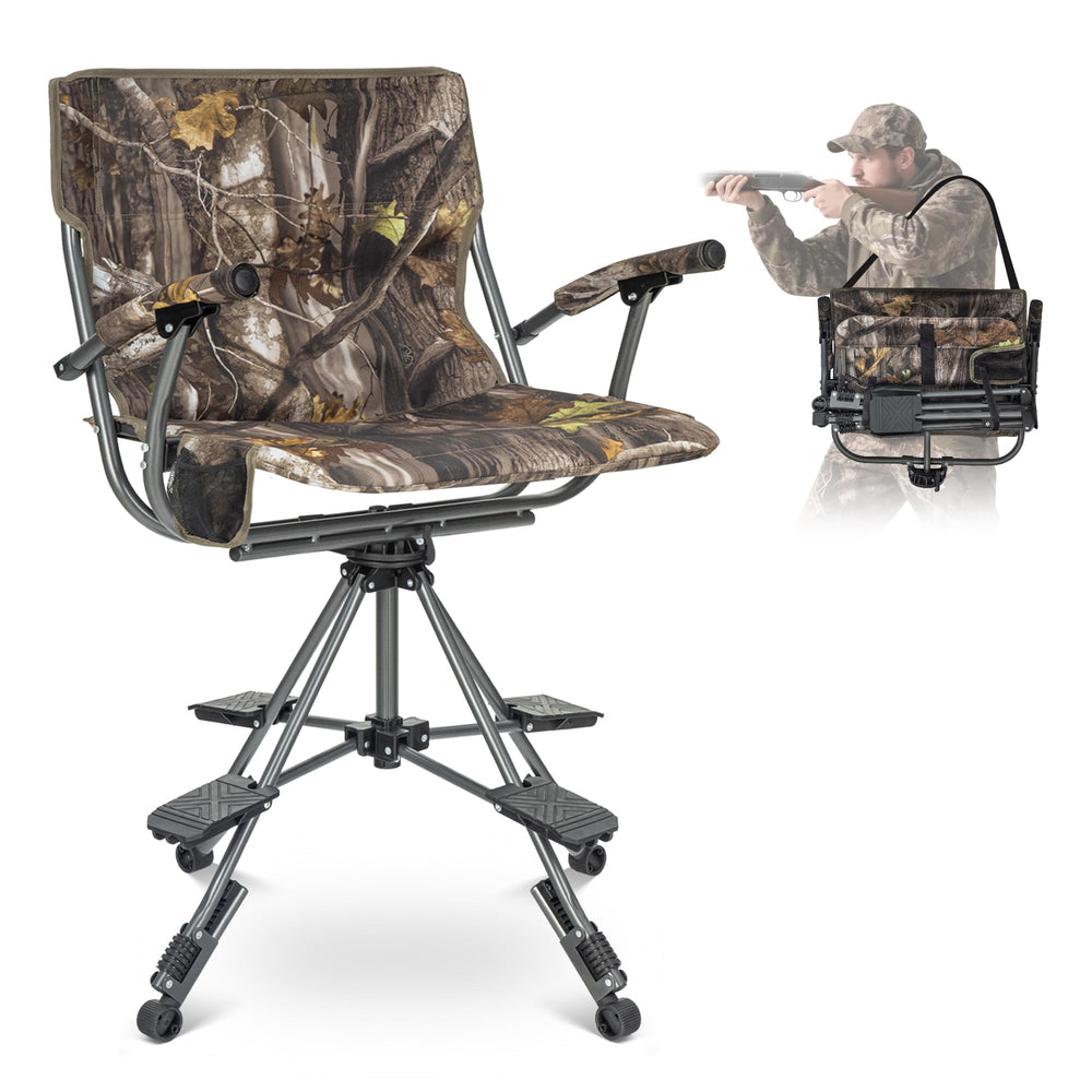 LET'S CAMP folding hunting chair setup in the field showing quick deployment