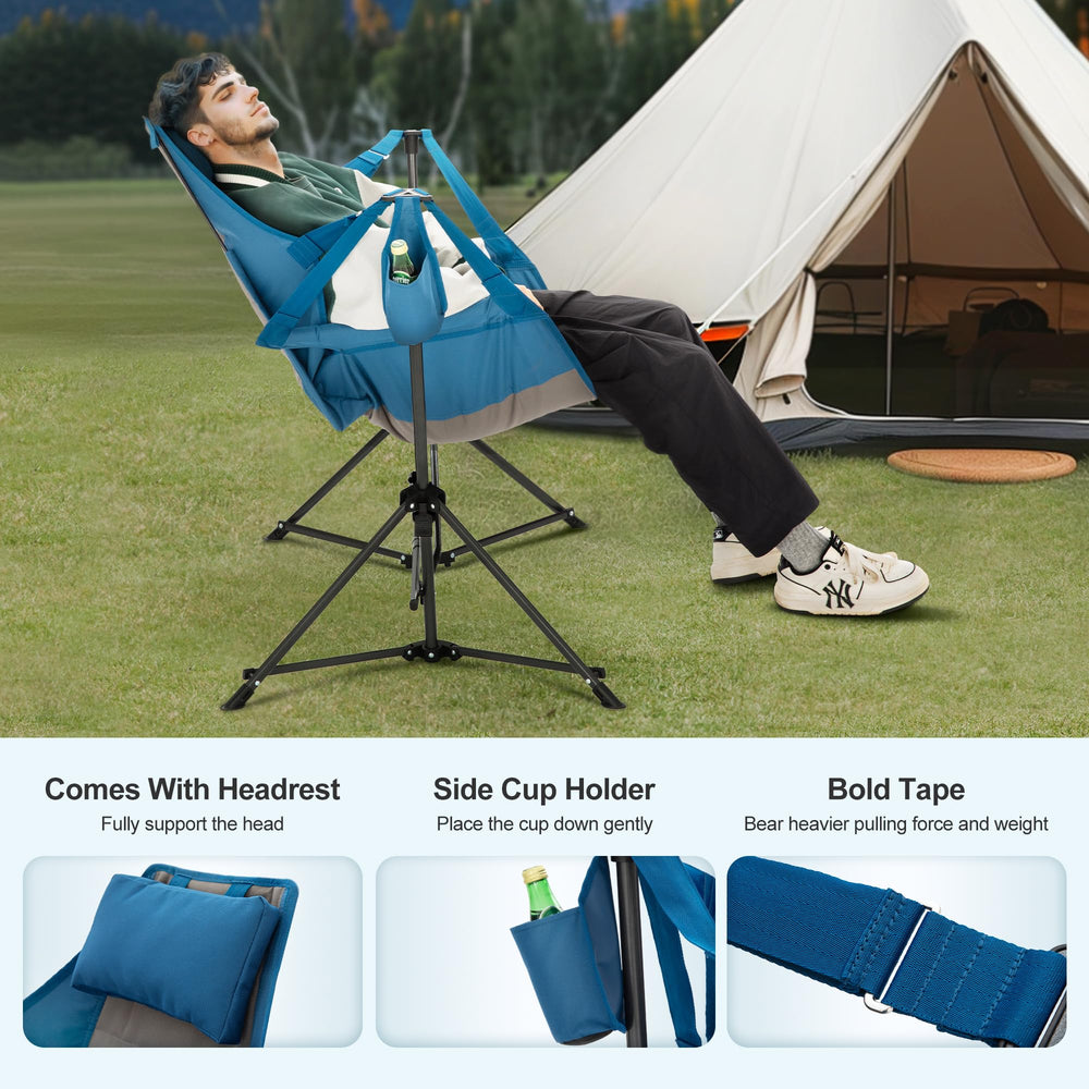 lets-camp hammock chair blue carry bag demonstrates easy transport and storage