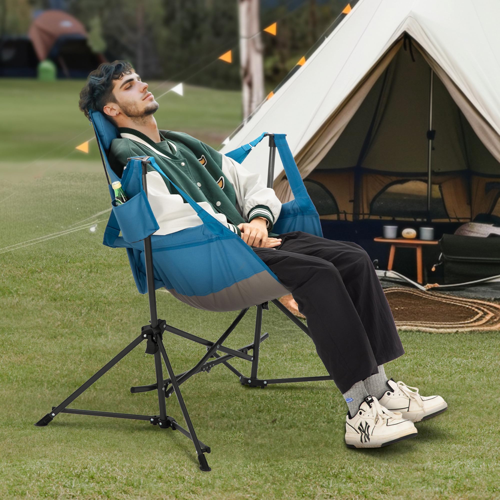 lets-camp hammock chair blue sturdy frame supports 300 lbs capacity