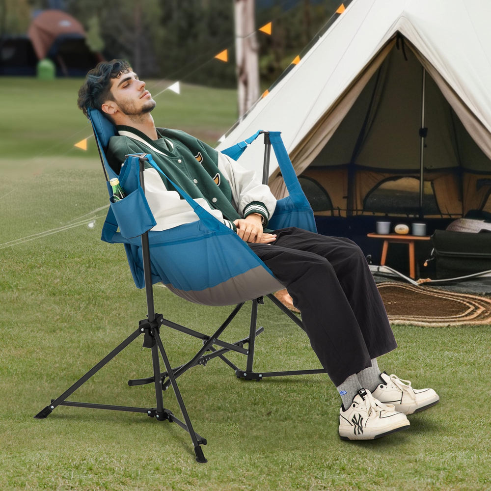 lets-camp hammock chair blue sturdy frame supports 300 lbs capacity