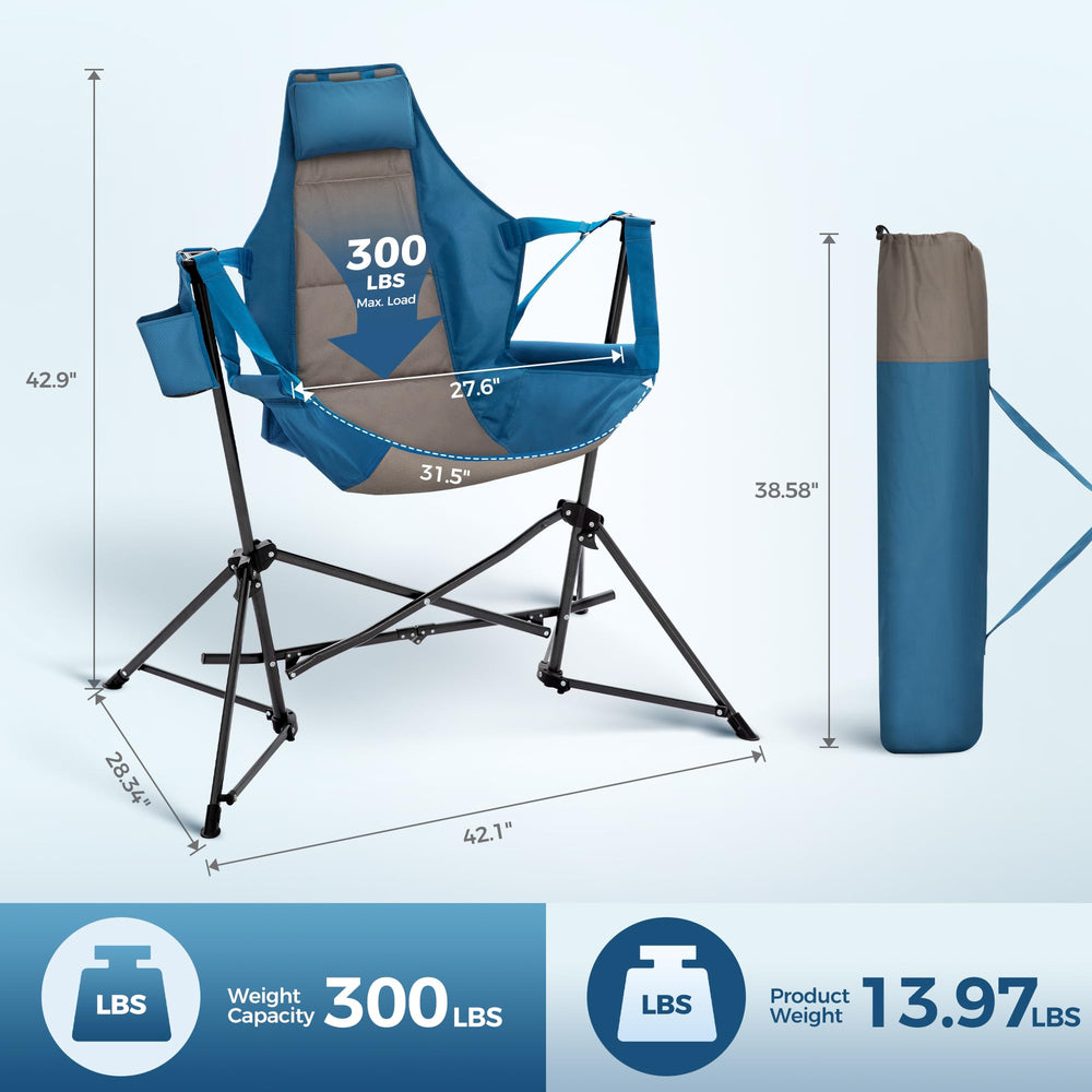 lets-camp hammock chair blue headrest detail highlights neck support during camping