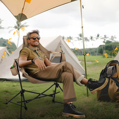 LET'S CAMP hammock chair headrest and cupholder for comfort and beverage access