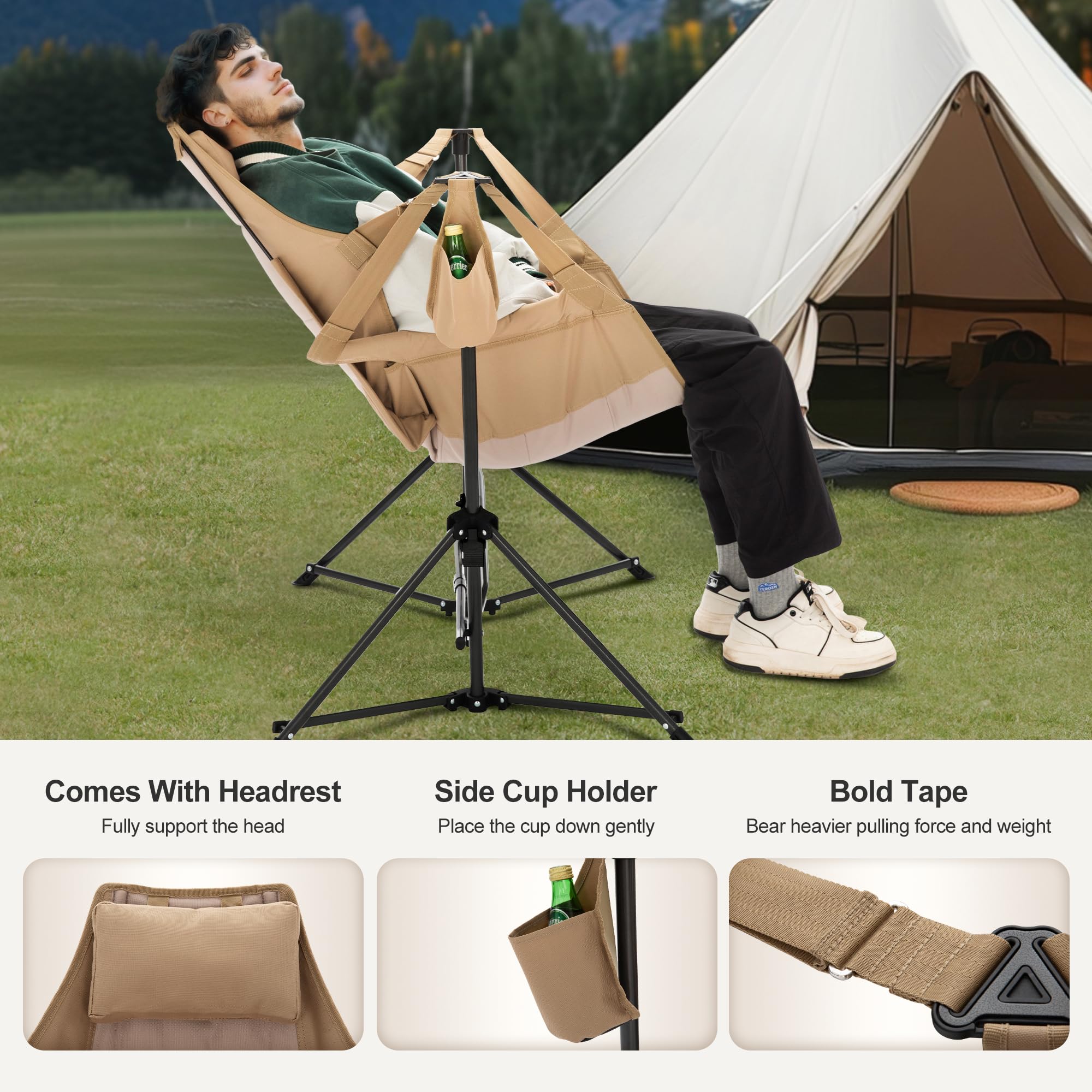 LET'S CAMP hammock chair seat width 31.5 inches offers spacious seating