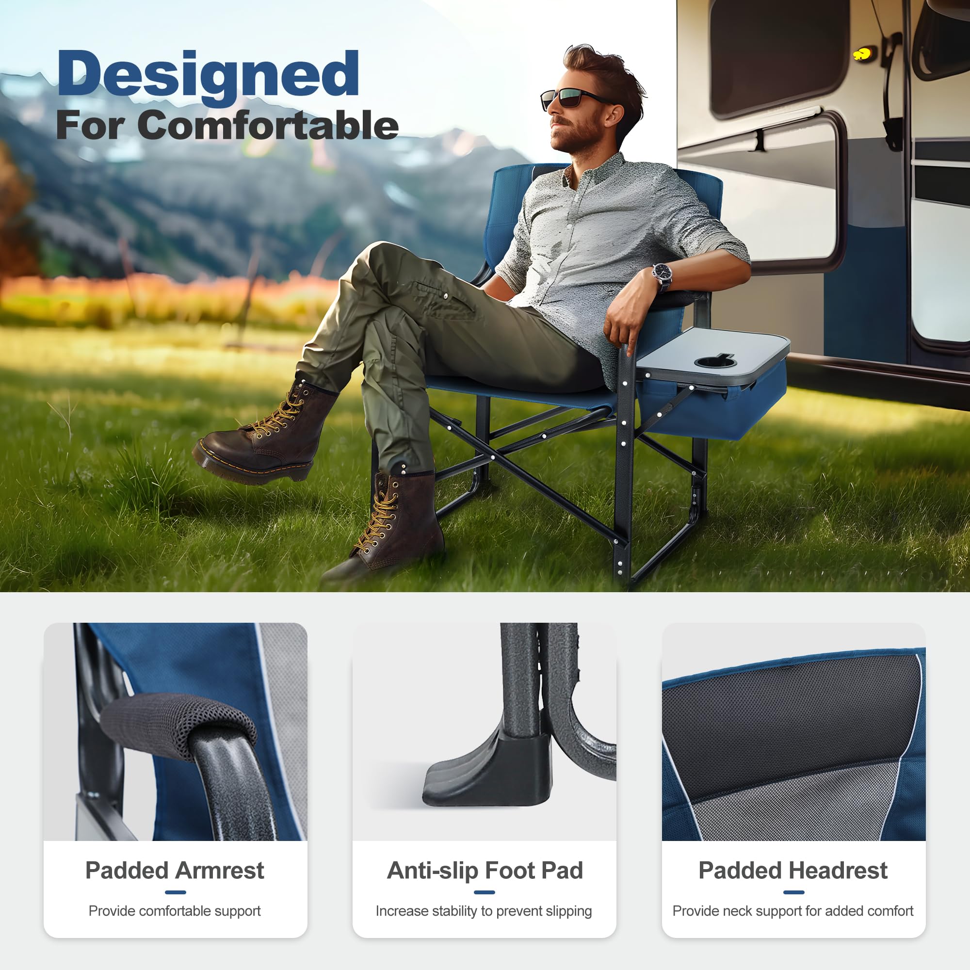 LET'S CAMP outdoor picnic scene with chairs for relaxed comfort