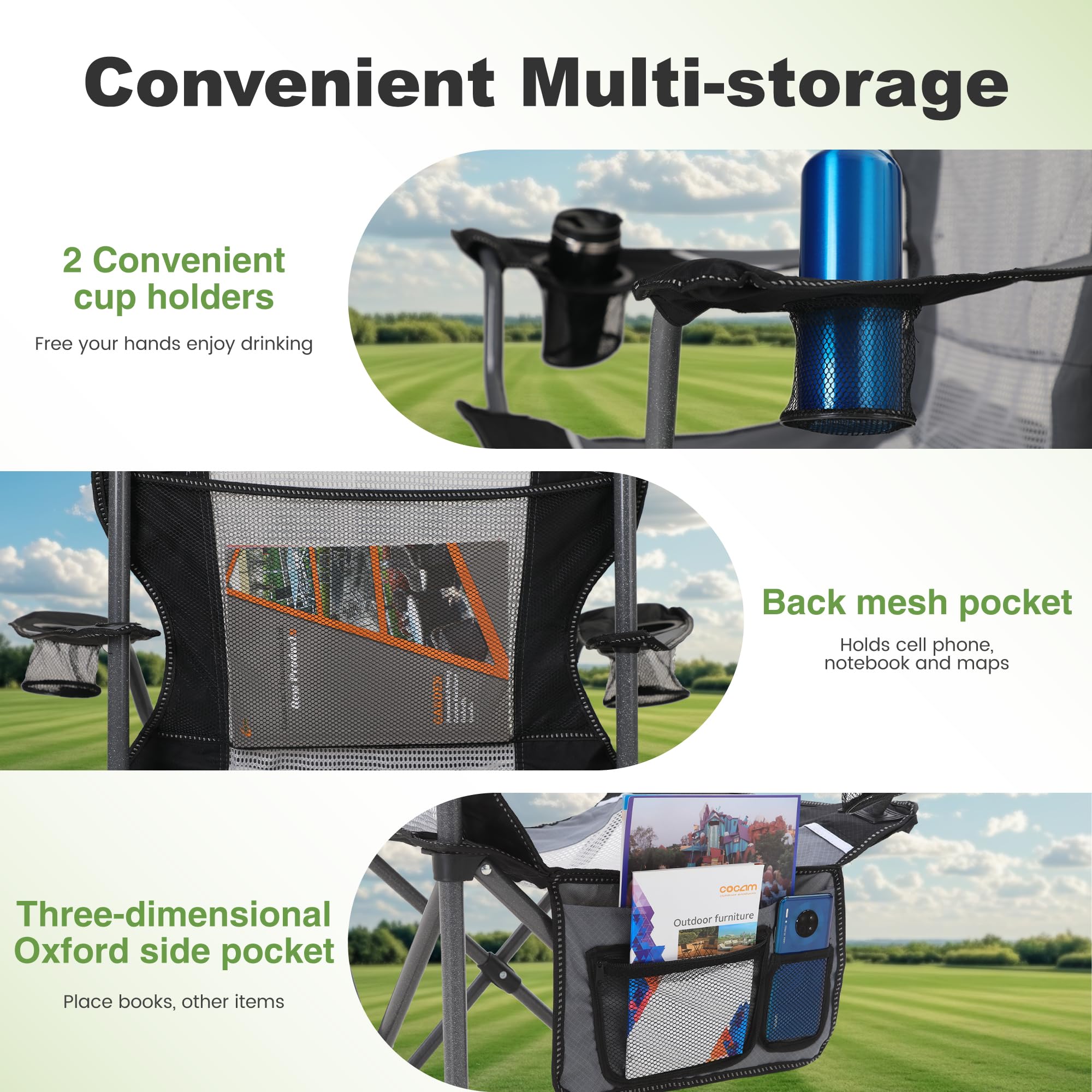 LET'S CAMP oversized camping chair supports up to 330 lbs.