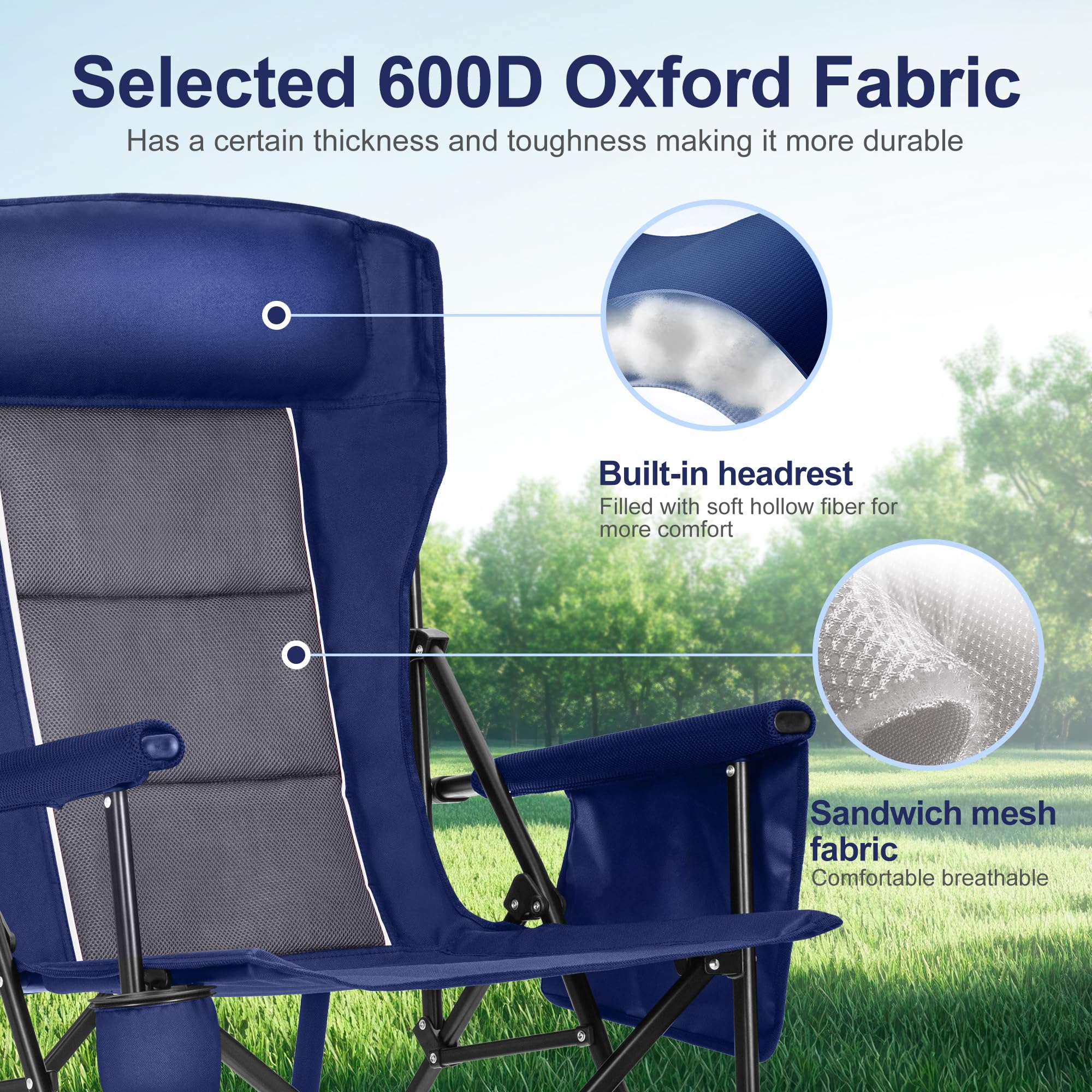 LET'S CAMP Oversized Chair carry bag blue enables easy transport