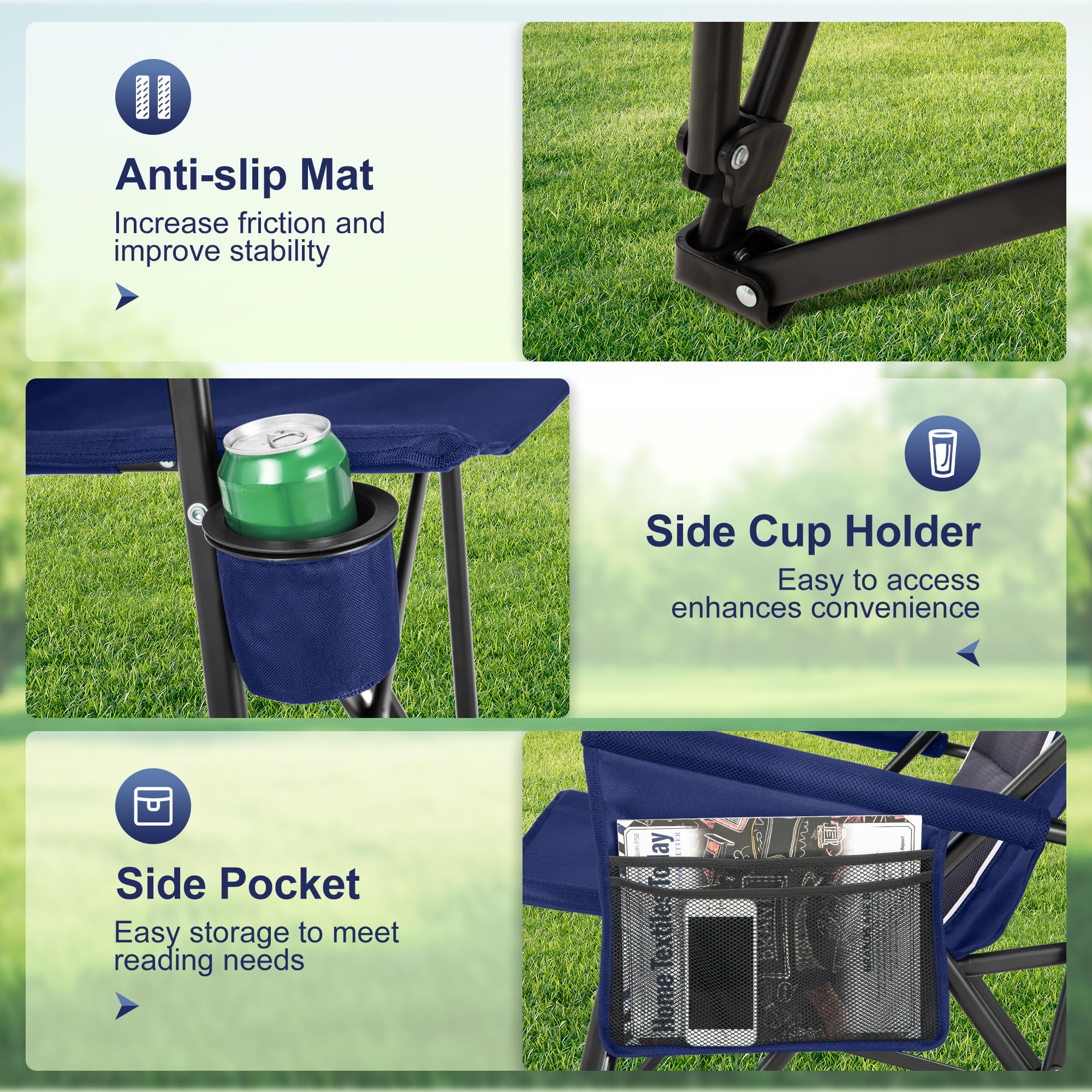 LET'S CAMP Oversized Chair dimensions blue reveal generous seating footprint