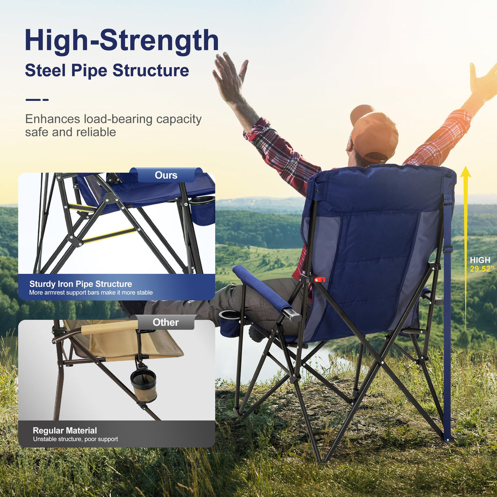 LET'S CAMP Oversized Chair folded-compact blue highlights quick collapse