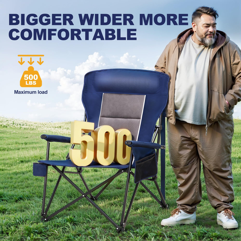 LET'S CAMP Oversized Chair frame detail blue highlights sturdy legs for stable seating