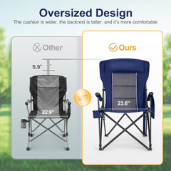 LET'S CAMP Oversized Chair side pocket blue keeps essentials within reach