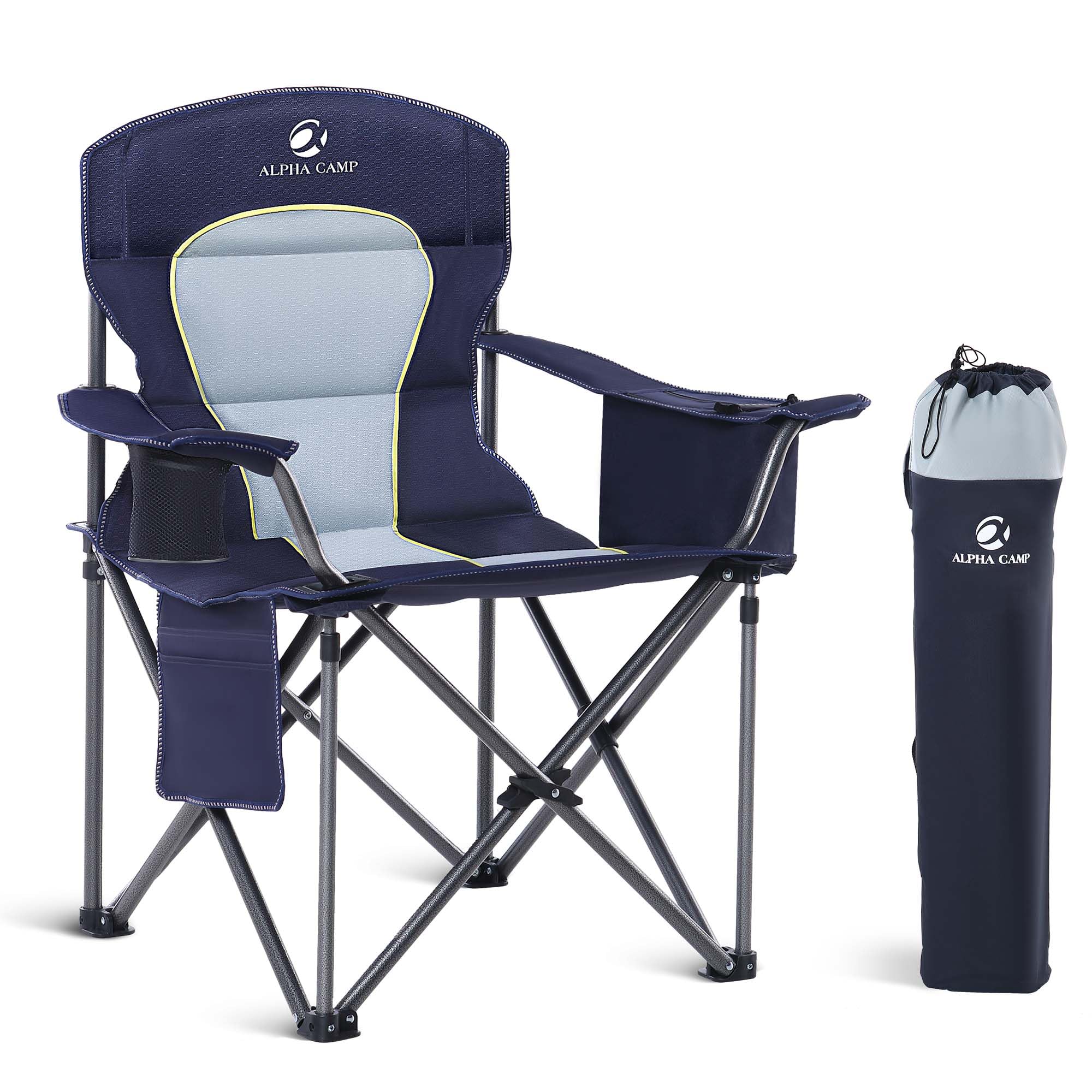 LET'S CAMP oversized folding chair blue assembly ready for quick campsite setup