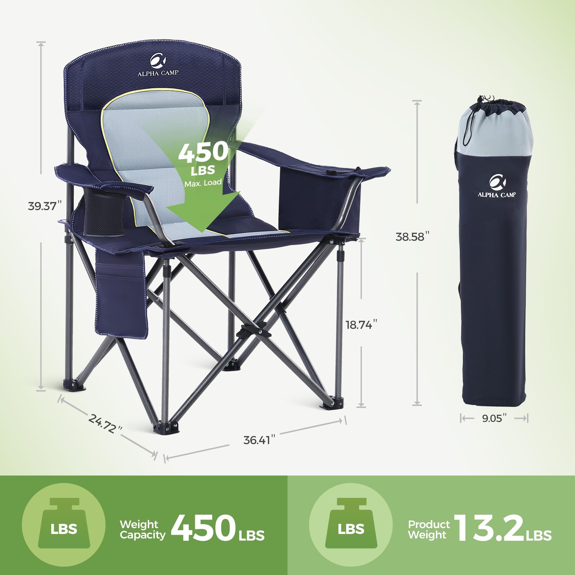 LET'S CAMP blue chair with steel frame offers sturdy support