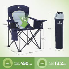 LET'S CAMP blue chair with steel frame offers sturdy support