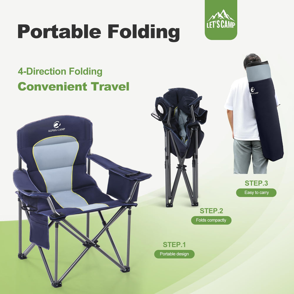 LET'S CAMP chair supports up to 450 lbs for versatile use